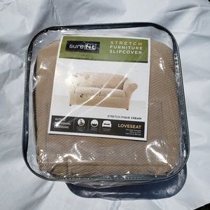 SureFit Pique Stretch Loveseat, Cream